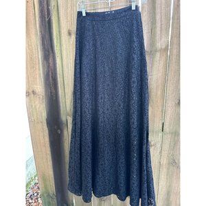 SHOW ME YOUR MUMU PRINCESS DI  Black Silver LACE Gored MAXI SKIRT